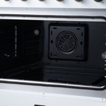 Galiano 36 Inch French Door Electric range, 5 radiant burners, 5.36 cf. True Convection oven, Air fryer kit, White