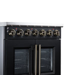 Massimo 30 Inch French Door Electric range, 5 radiant burners, 4.32 cf. True Convection oven, Air fryer kit, Black