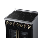 Massimo 30 Inch French Door Electric range, 5 radiant burners, 4.32 cf. True Convection oven, Air fryer kit, Black