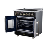 Massimo 30 Inch French Door Electric range, 5 radiant burners, 4.32 cf. True Convection oven, Air fryer kit, Black