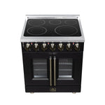 Massimo 30 Inch French Door Electric range, 5 radiant burners, 4.32 cf. True Convection oven, Air fryer kit, Black