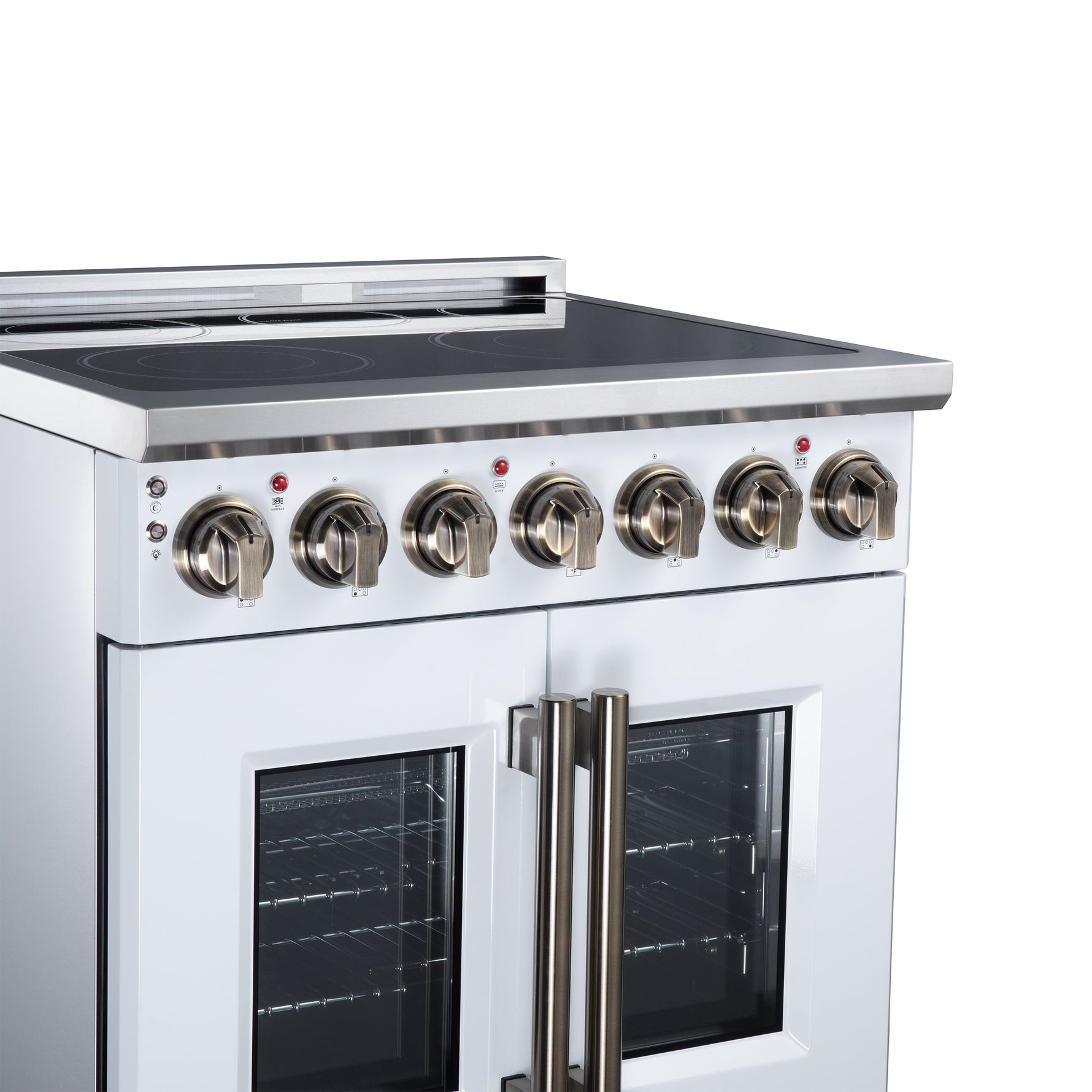 Massimo 30 Inch French Door Electric range, 5 radiant burners, 4.32 cf. True Convection oven, Air fryer kit, White