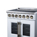 Massimo 30 Inch French Door Electric range, 5 radiant burners, 4.32 cf. True Convection oven, Air fryer kit, White