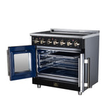Massimo 36 Inch French Door Electric range, 5 radiant burners, 5.36 cf. True Convection oven, Air fryer kit, Black