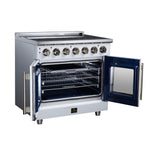 Massimo 36 Inch French Door Electric range, 5 radiant burners, 5.36 cf. True Convection oven, Air fryer kit, White