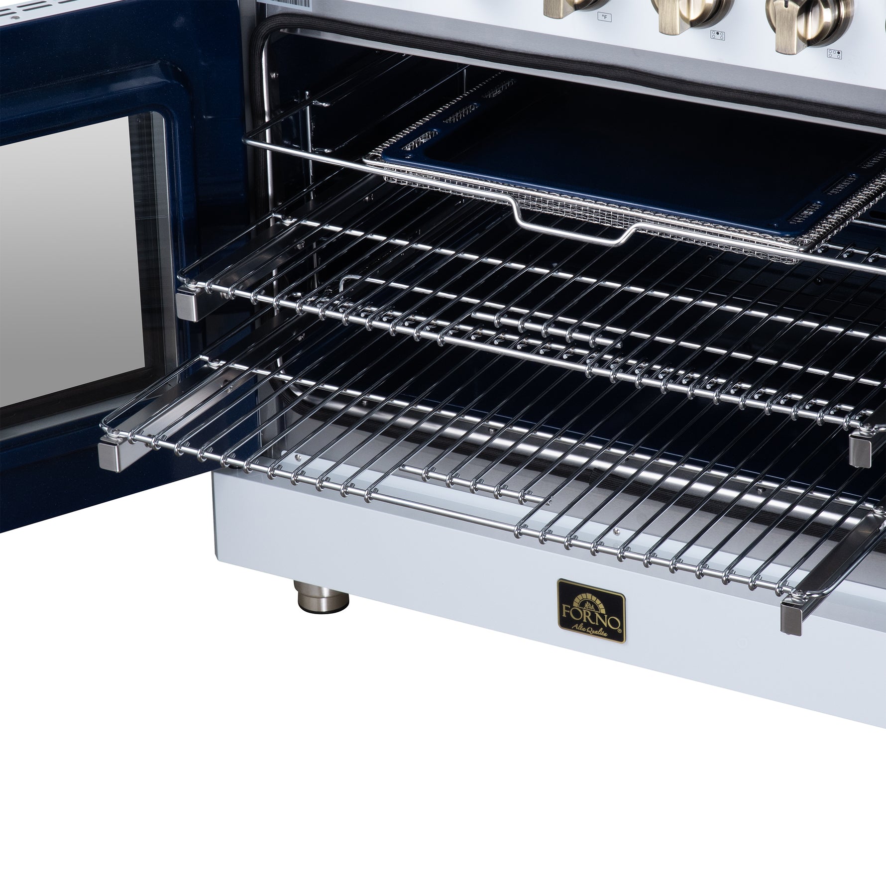 Massimo 36 Inch French Door Electric range, 5 radiant burners, 5.36 cf. True Convection oven, Air fryer kit, White