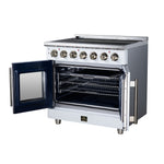 Massimo 36 Inch French Door Electric range, 5 radiant burners, 5.36 cf. True Convection oven, Air fryer kit, White