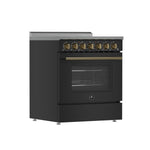 Forno Paolo 30-Inch Freestanding Electric Range, Black, 4.38 cu.ft, True Convection Oven, Energy Efficient - BonPrix Électroménagers
