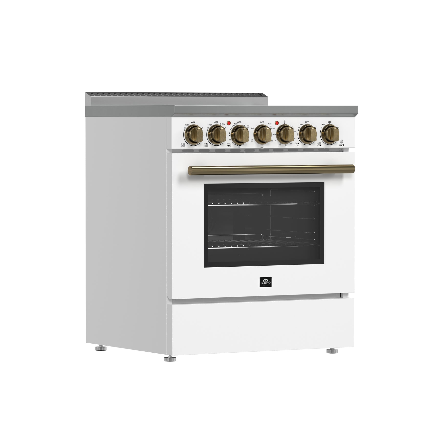 Forno Paolo 30-Inch Freestanding Electric Range, White, 4.38 cu.ft, True Convection Oven, Energy Efficient - BonPrix Électroménagers