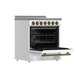 Forno Paolo 30-Inch Freestanding Electric Range, White, 4.38 cu.ft, True Convection Oven, Energy Efficient - BonPrix Électroménagers
