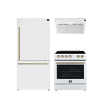 FORNO Premium 3-Piece Kitchen Bundle - Leonardo Espresso 30" White Range, 30" White Range Hood, 31" White Refrigerator - FBDL-001-03CA - BonPrix Électroménagers