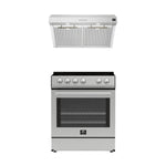 FORNO Premium 2-Piece Kitchen Bundle - Leonardo Espresso 30" Stainless Steel Range, 30" Stainless Steel Range Hood - FBDL-002-01CA - BonPrix Électroménagers