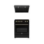 FORNO Premium 2-Piece Kitchen Bundle - Leonardo Espresso 30" Black Range, 30" Black Range Hood - FBDL-002-02CA - BonPrix Électroménagers