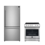 FORNO Premium 2-Piece Kitchen Bundle - Leonardo Espresso 30" Stainless Steel Range, 31" Stainless Steel Refrigerator - FBDL-003-01CA - BonPrix Électroménagers