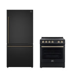 FORNO Premium 2-Piece Kitchen Bundle - Leonardo Espresso 30" Black Range, 31" Black Bottom Freezer Refrigerator - FBDL-003-02CA - BonPrix Électroménagers