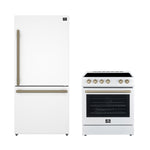 FORNO Premium 2-Piece Kitchen Bundle - Leonardo Espresso 30" White Range, 31" White Bottom Freezer Refrigerator - FBDL-003-03CA - BonPrix Électroménagers