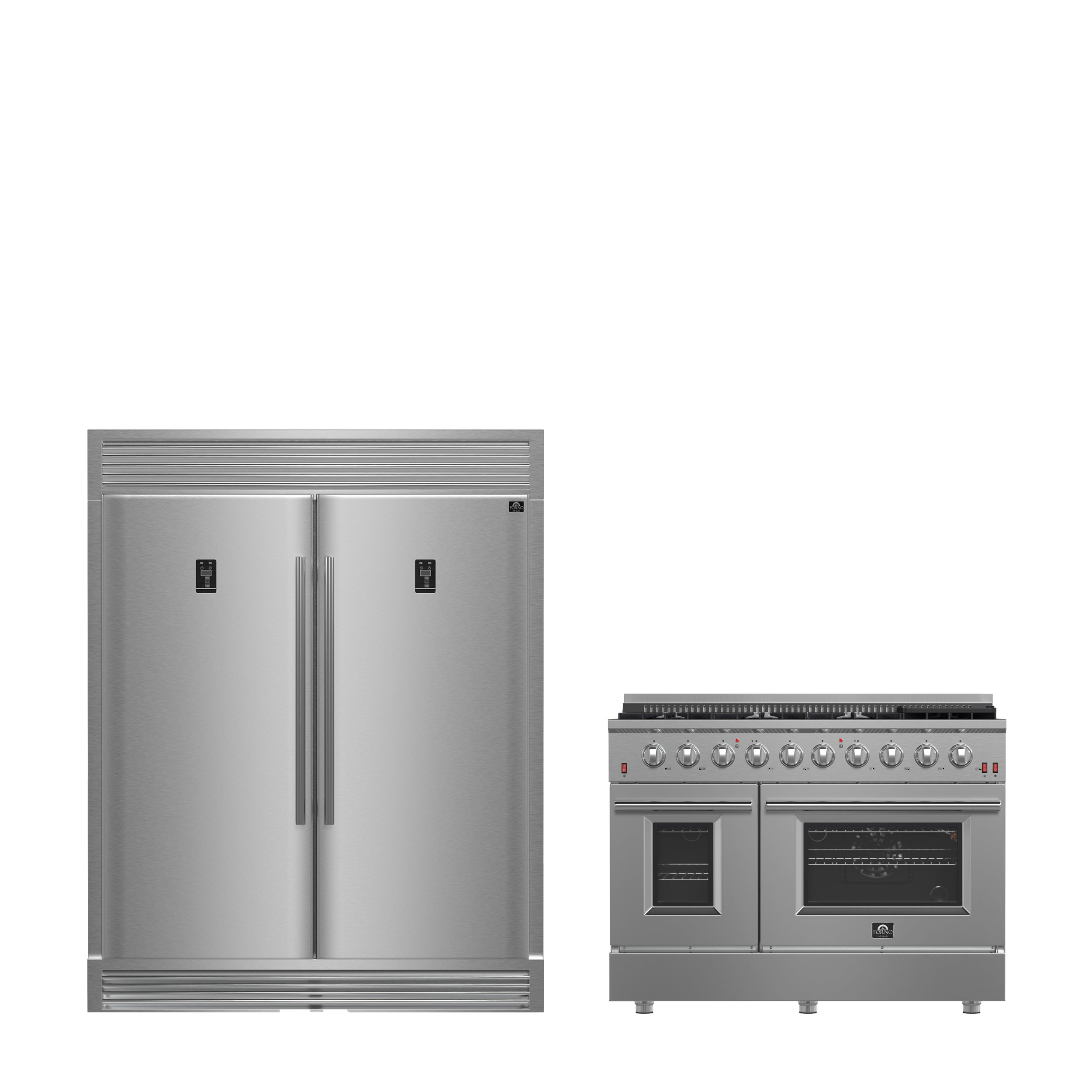 FORNO Premium 2-Piece Kitchen Bundle - Galiano 48" Gas Range, 60" Side-by-Side Refrigerator - FBDL-005-01CAUS - BonPrix Électroménagers