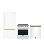 FORNO Premium 3-Piece Kitchen Bundle - Leonardo Espresso 30" White Range, 31" White Bottom Freezer Refrigerator, 24" White Built-In Dishwasher - FBDL-007-03CA - BonPrix Électroménagers