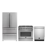 FORNO Premium 3-Piece Kitchen Bundle - 36" Gas Range, 36" French Door Refrigerator, 24" Built-In Dishwasher, Stainless Steel - FBDL-009-02CAUS - BonPrix Électroménagers