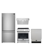 FORNO Premium 4-Piece Kitchen Bundle - 30" Electric Range, 30" Range Hood, 31" French Door Refrigerator, 24" Built-In Dishwasher, Stainless Steel - FBDL-010-01CA - BonPrix Électroménagers