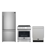 FORNO Premium 3-Piece Kitchen Bundle - 30" Electric Range, 31" French Door Refrigerator, 24" Built-In Dishwasher, Stainless Steel - FBDL-011-01CA - BonPrix Électroménagers