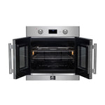 Forno Asti 30-Inch French Door Electric Wall Oven in Stainless Steel, 3.68 cu. ft. True Convection, 3,600W, Air Fry, Sous Vide, Self-Clean - BonPrix Électroménagers