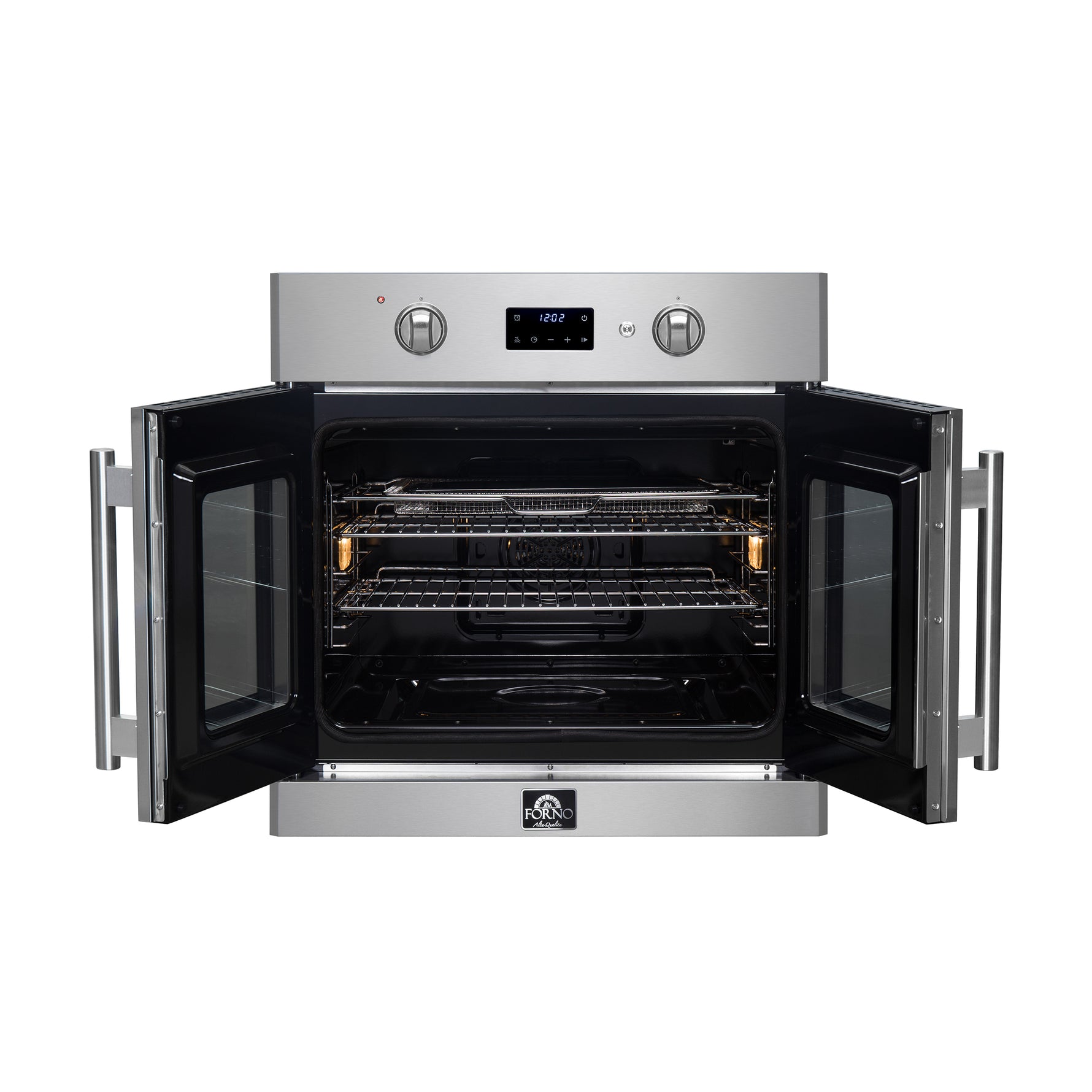 Forno Asti 30-Inch French Door Electric Wall Oven in Stainless Steel, 3.68 cu. ft. True Convection, 3,600W, Air Fry, Sous Vide, Self-Clean - BonPrix Électroménagers