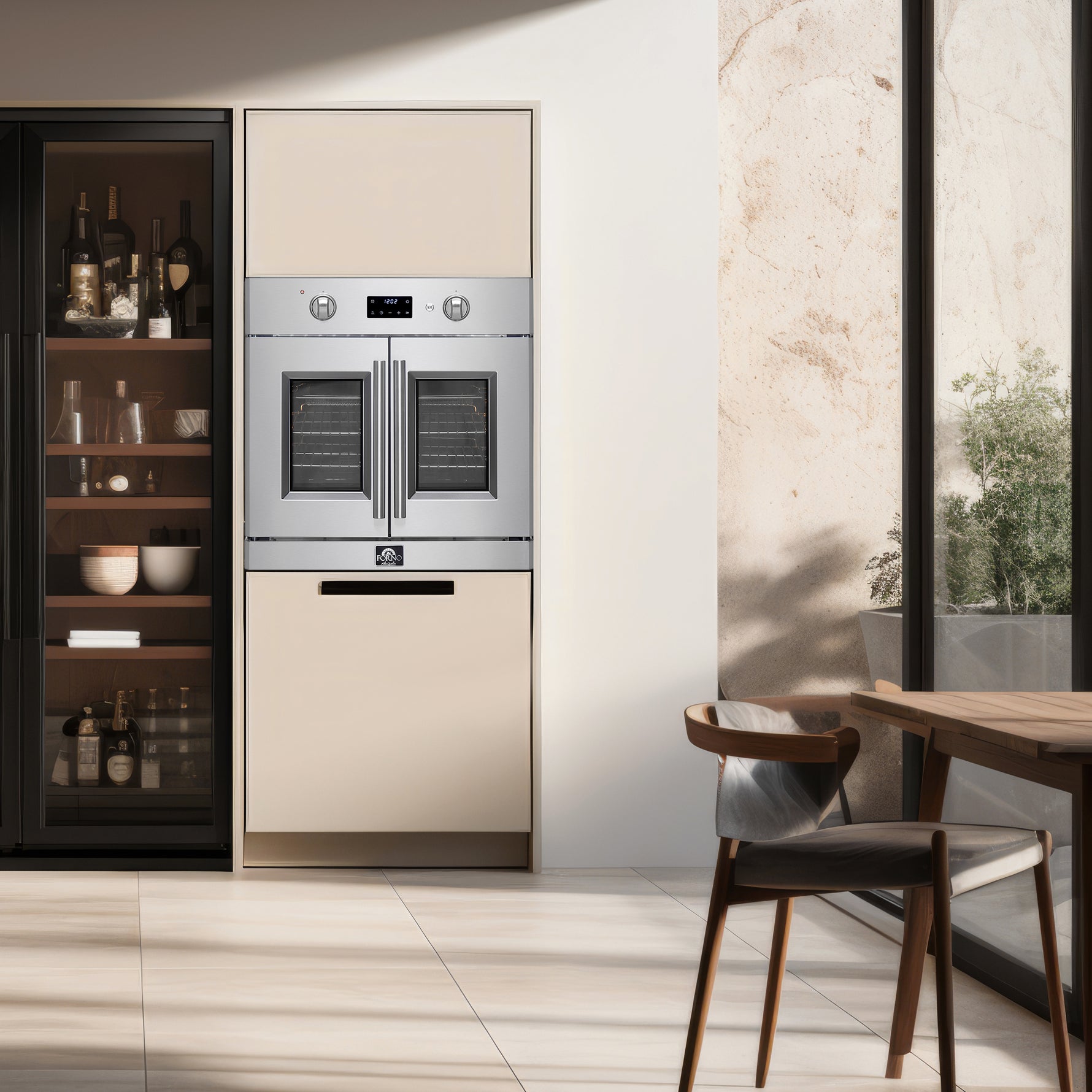 Forno Asti 30-Inch French Door Electric Wall Oven in Stainless Steel, 3.68 cu. ft. True Convection, 3,600W, Air Fry, Sous Vide, Self-Clean - BonPrix Électroménagers