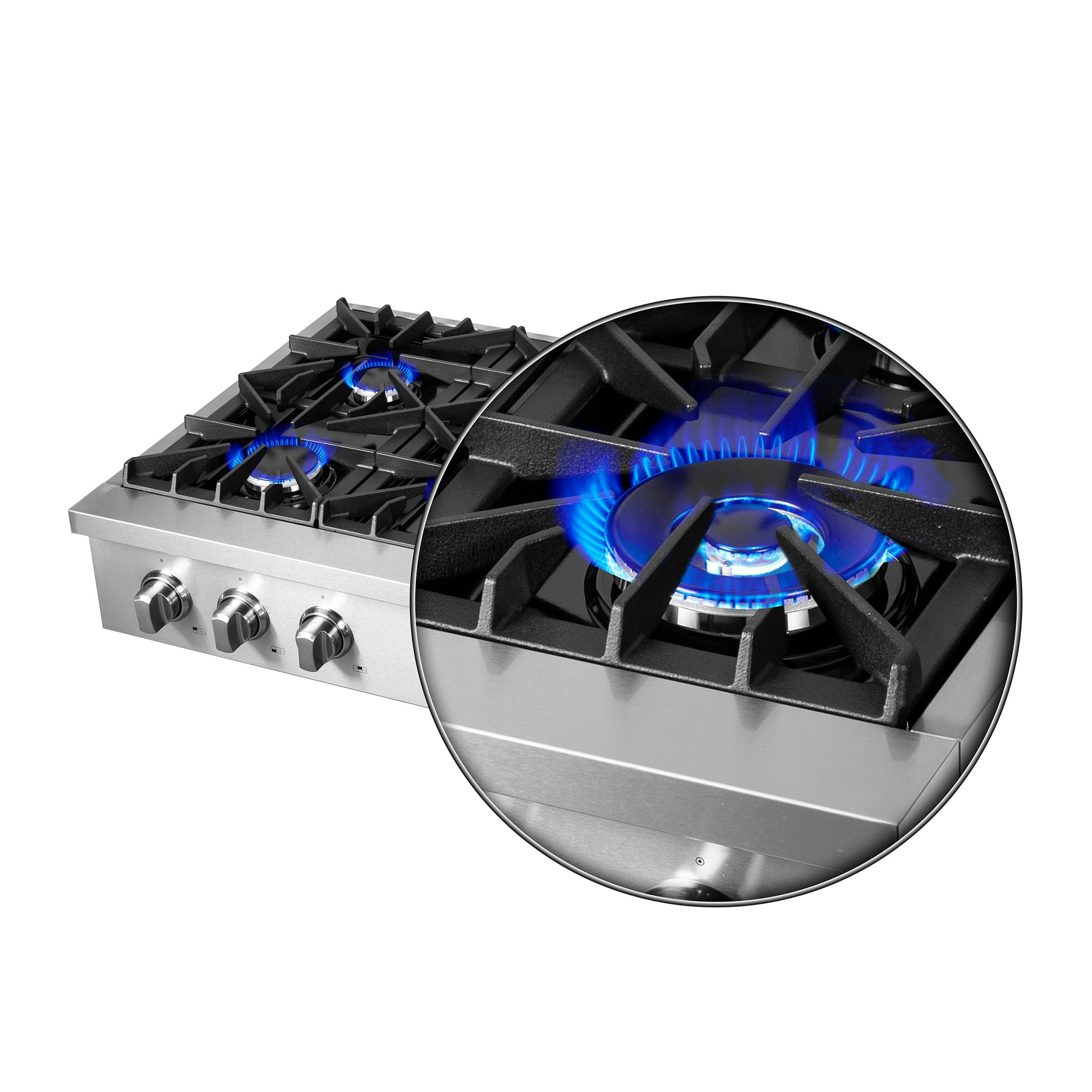 Forno Cossato Alta Qualita 36-Inch Pro-Style Gas Rangetop, Stainless Steel, 6 Sealed Burners, 83,000 BTU Total Output, Continuous Cast Iron Grates - BonPrix Électroménagers
