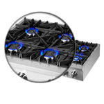Forno Cossato Alta Qualita 36-Inch Pro-Style Gas Rangetop, Stainless Steel, 6 Sealed Burners, 83,000 BTU Total Output, Continuous Cast Iron Grates - BonPrix Électroménagers
