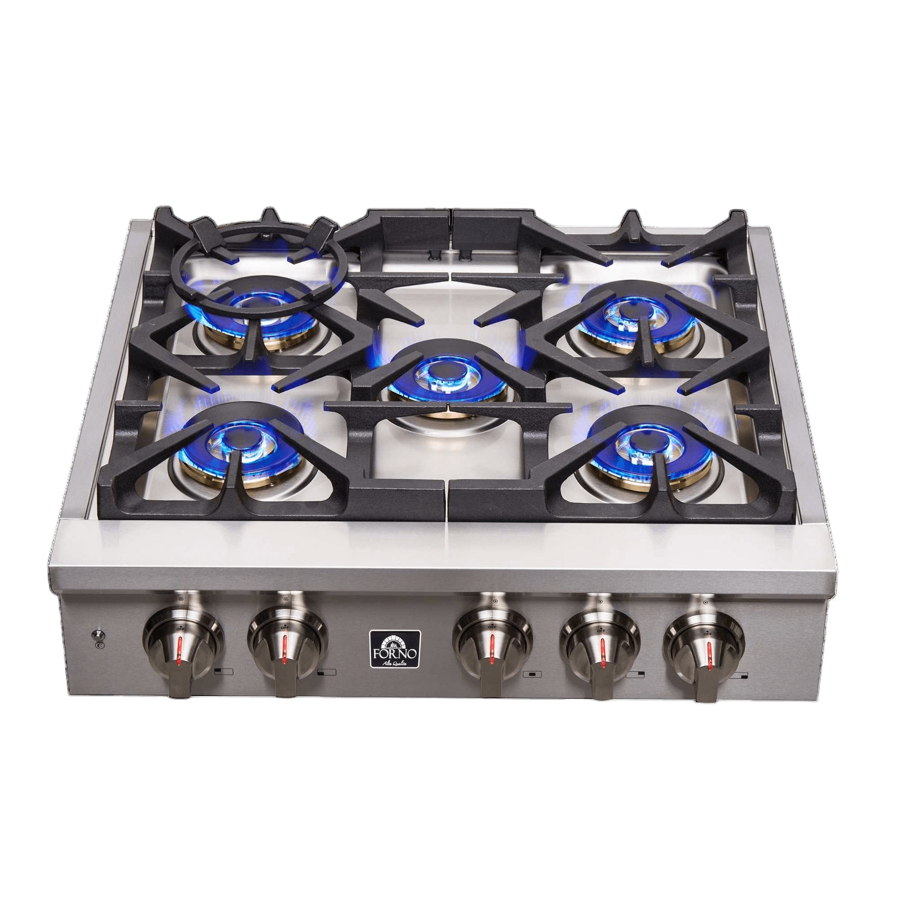 Forno Spezia Alta Qualita 30-Inch Pro-Style Gas Rangetop, Stainless Steel, 5 Sealed Burners, Continuous Cast Iron Grates, High Heat Output - BonPrix Électroménagers