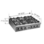 Forno Spezia Alta Qualita 36-Inch Pro-Style Gas Rangetop, Stainless Steel, 6 Sealed Burners, Continuous Cast Iron Grates, High Heat Output - BonPrix Électroménagers