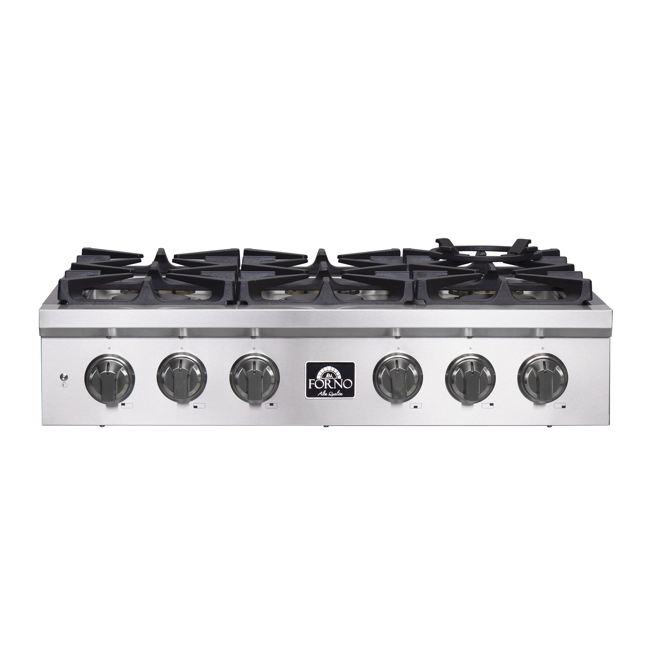 Forno Spezia Alta Qualita 36-Inch Pro-Style Gas Rangetop, Stainless Steel, 6 Sealed Burners, Continuous Cast Iron Grates, High Heat Output - BonPrix Électroménagers