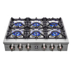 Forno Spezia Alta Qualita 36-Inch Pro-Style Gas Rangetop, Stainless Steel, 6 Sealed Burners, Continuous Cast Iron Grates, High Heat Output - BonPrix Électroménagers