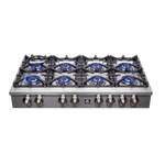 Forno Spezia Alta Qualita 48-Inch Pro-Style Gas Rangetop, Stainless Steel, 8 Sealed Burners, Continuous Cast Iron Grates, High Heat Output - BonPrix Électroménagers