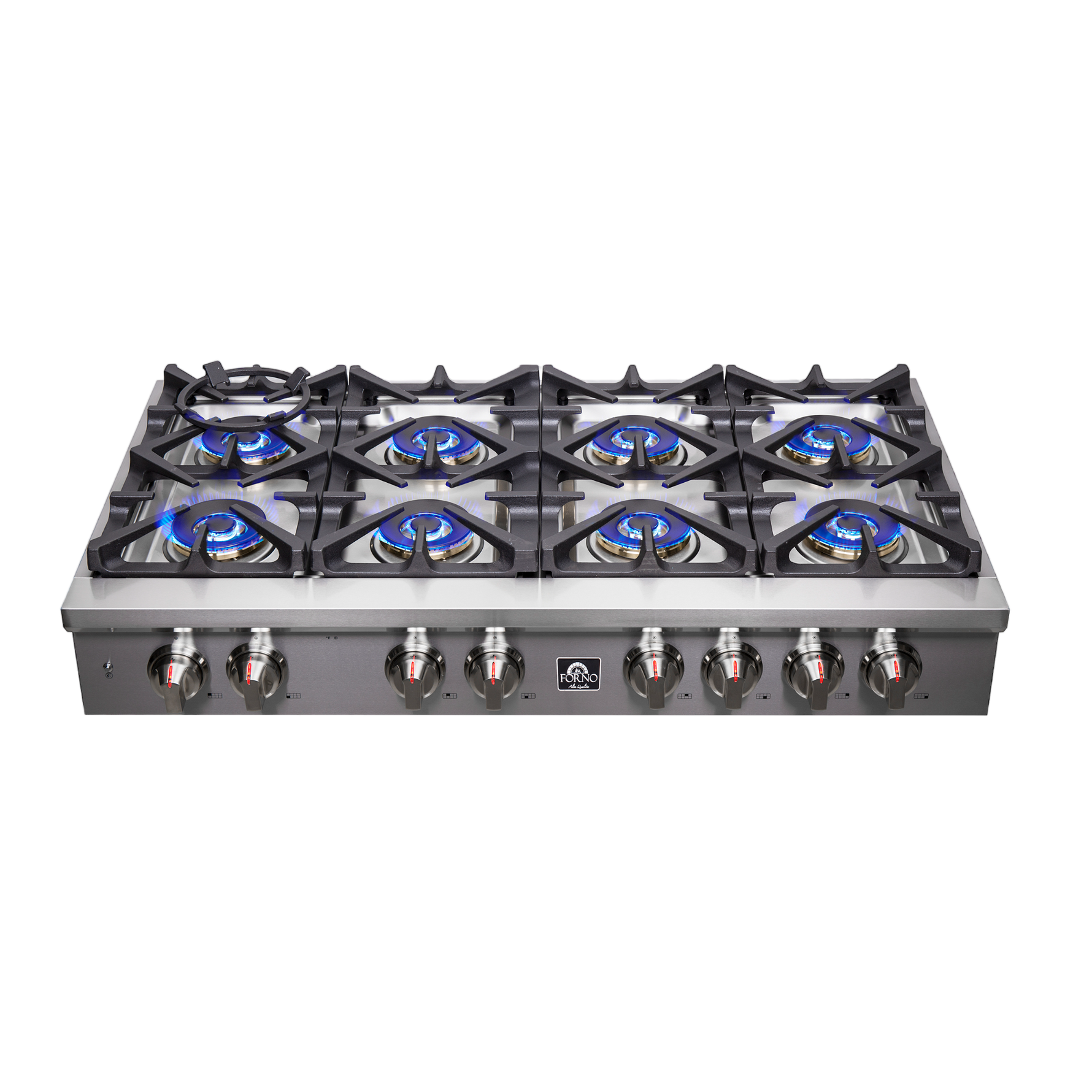 Forno Spezia Alta Qualita 48-Inch Pro-Style Gas Rangetop, Stainless Steel, 8 Sealed Burners, Continuous Cast Iron Grates, High Heat Output - BonPrix Électroménagers
