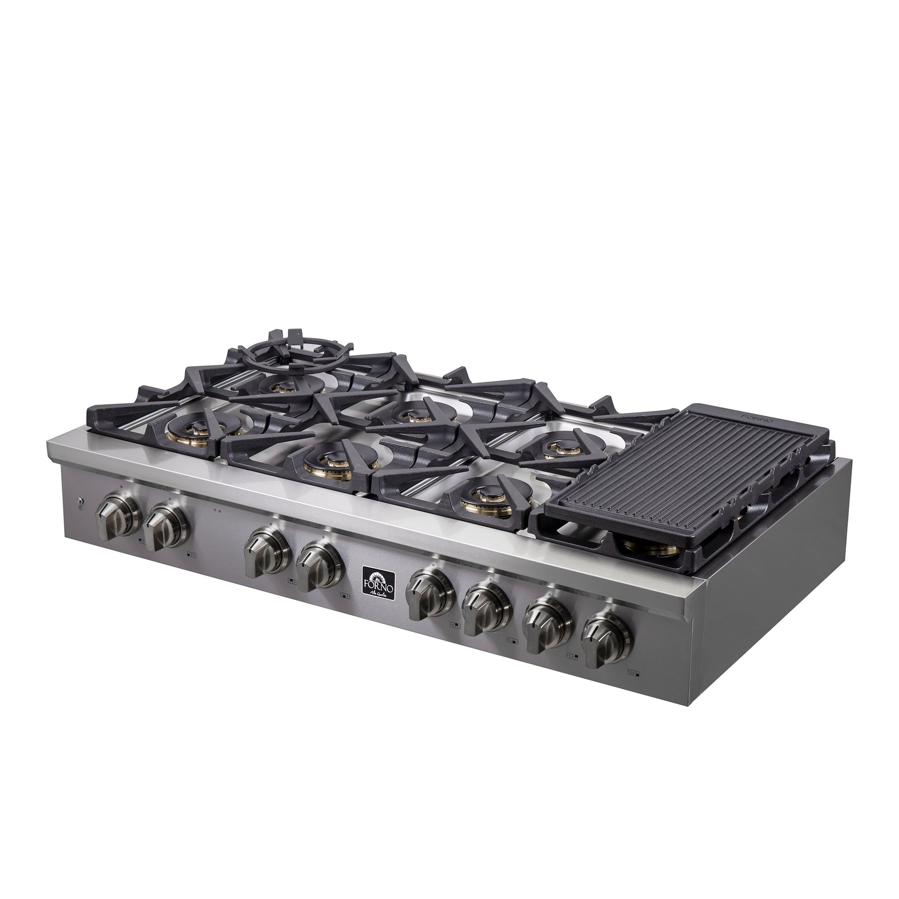 Forno Spezia Alta Qualita 48-Inch Pro-Style Gas Rangetop, Stainless Steel, 8 Sealed Burners, Continuous Cast Iron Grates, High Heat Output - BonPrix Électroménagers