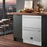 Forno Como 24-Inch Indoor Outdoor Drawer Refrigerator, 4.87 cu.ft, Stainless Steel Interior, Adjustable Shelves, LED Lighting - BonPrix Électroménagers