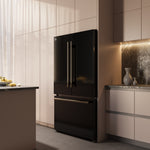 Forno Rivello 36 Inch French Door Refrigerator in Black with Antique Brass, Internal Water Dispenser, Filtered Ice, Adjustable Shelves, Energy Star Certified - BonPrix Électroménagers