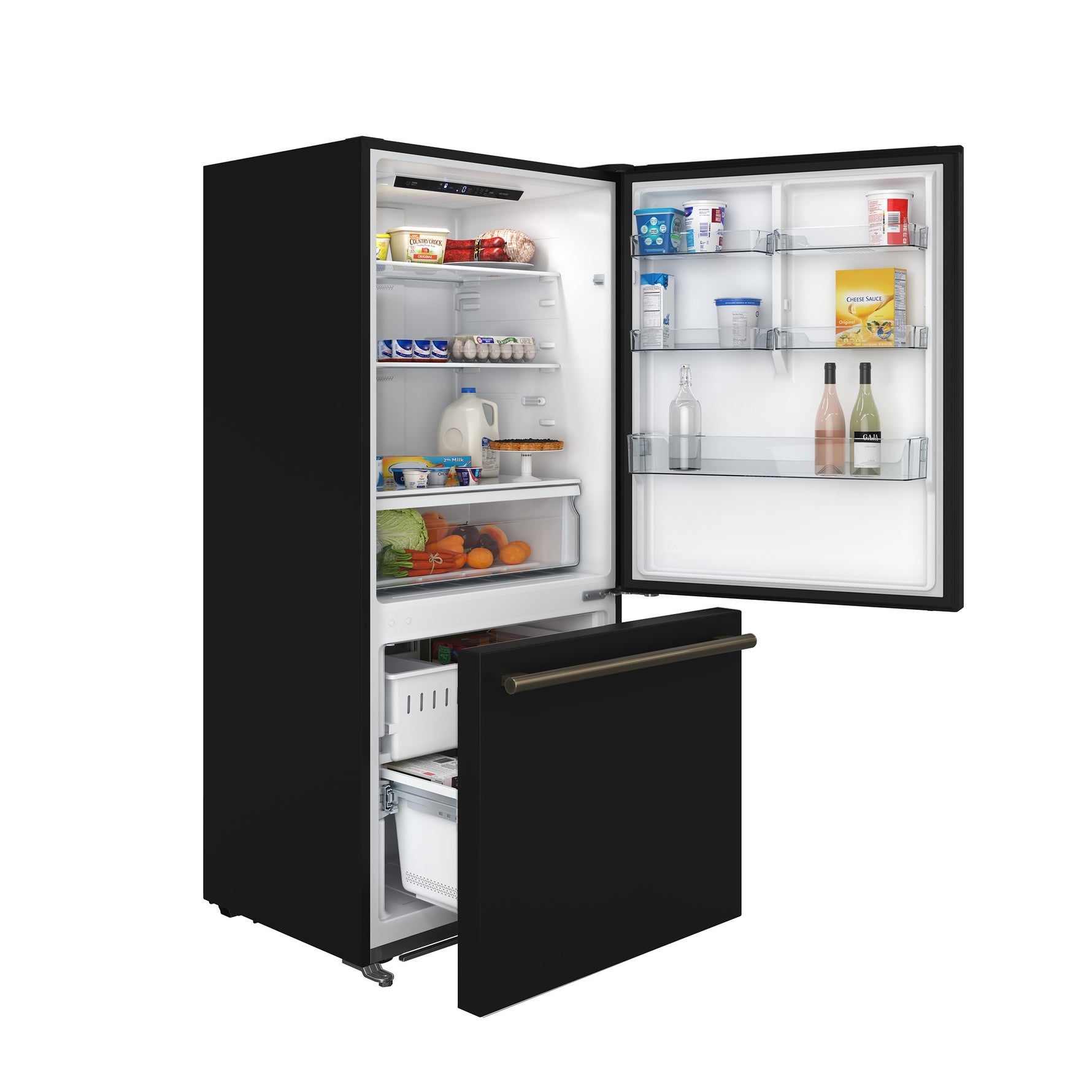 Forno Milano Espresso 31-Inch Bottom Freezer Refrigerator, Black, 17.2 cu.ft Capacity, Energy Efficient - BonPrix Électroménagers