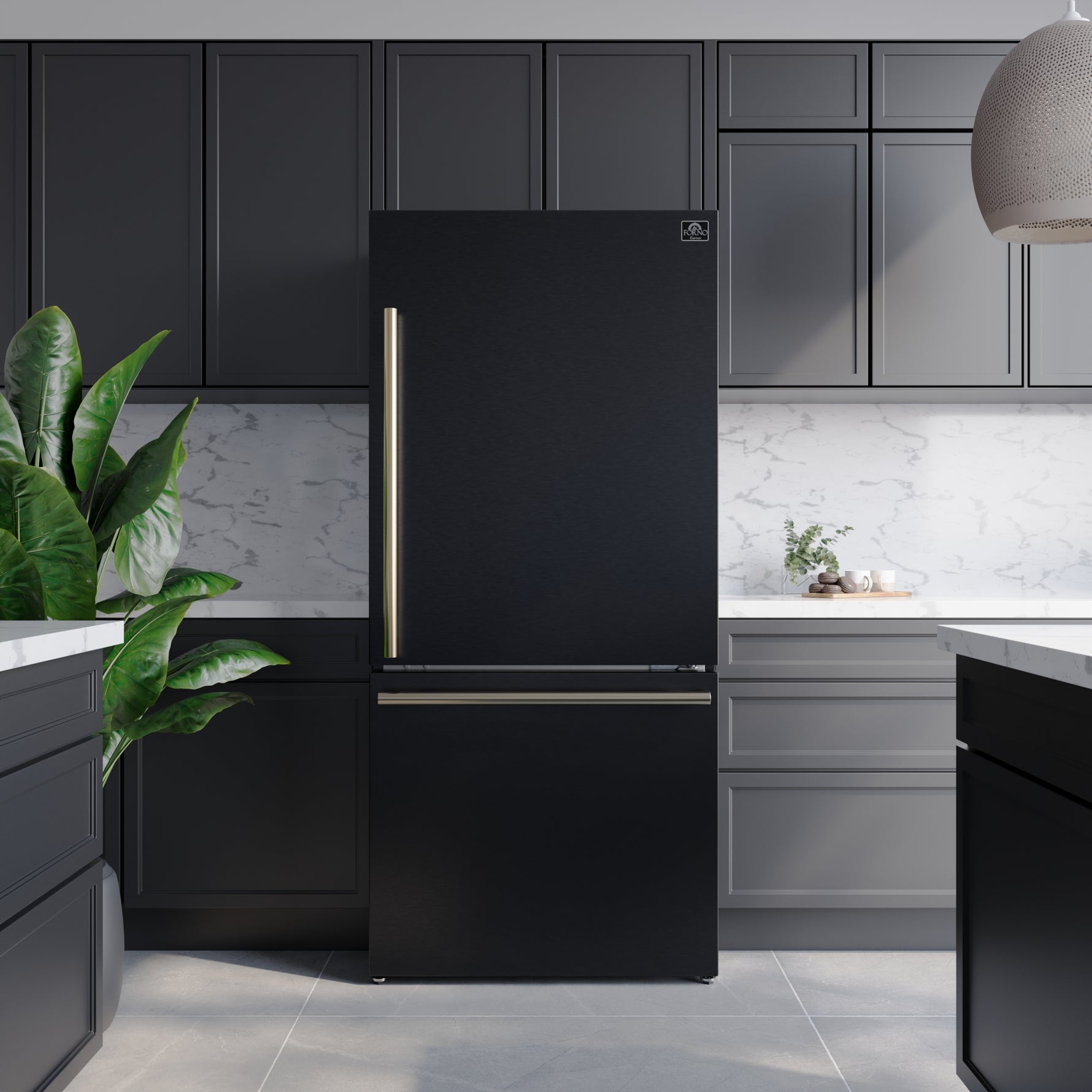 Forno Milano Espresso 31-Inch Bottom Freezer Refrigerator, Black, 17.2 cu.ft Capacity, Energy Efficient - BonPrix Électroménagers