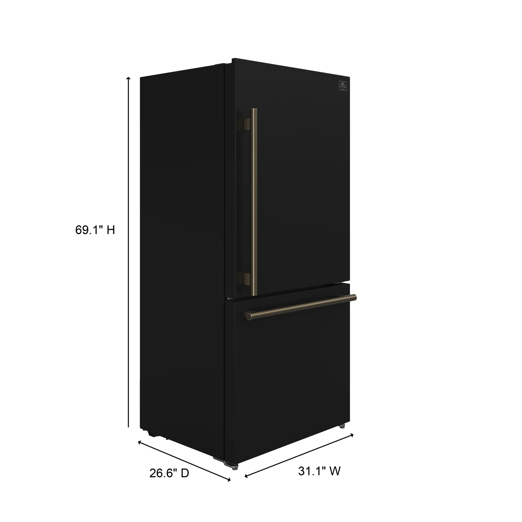 Forno Milano Espresso 31-Inch Bottom Freezer Refrigerator, Black, 17.2 cu.ft Capacity, Energy Efficient - BonPrix Électroménagers