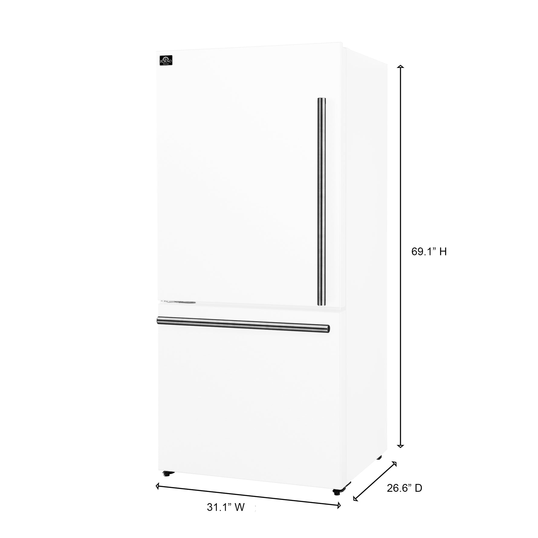 FORNO 2-Piece White Kitchen Bundle - 30" Induction Range and 31" Bottom Freezer Refrigerator - BonPrix Électroménagers