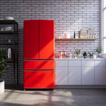 Forno Luigi 33-Inch French Door Refrigerator, 18 cu.ft, Red Finish, Handle-Free Design, ENERGY STAR Certified - BonPrix Électroménagers