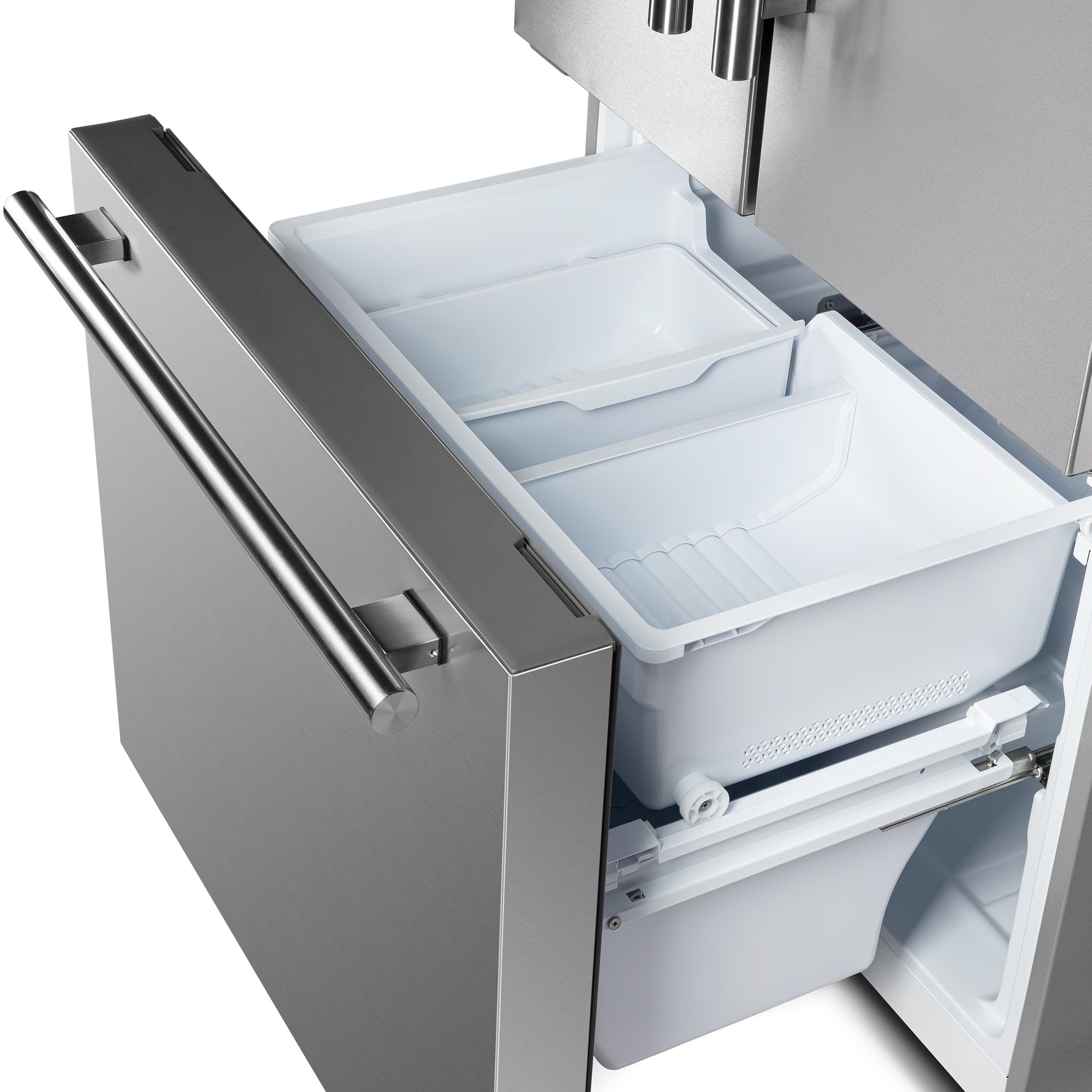 Forno Gallipoli 30-Inch French Door Refrigerator with Bottom Freezer, 17.5 cu.ft Capacity, Stainless Steel, No Frost Technology, Built-In Ice Maker, Energy Efficient - BonPrix Électroménagers