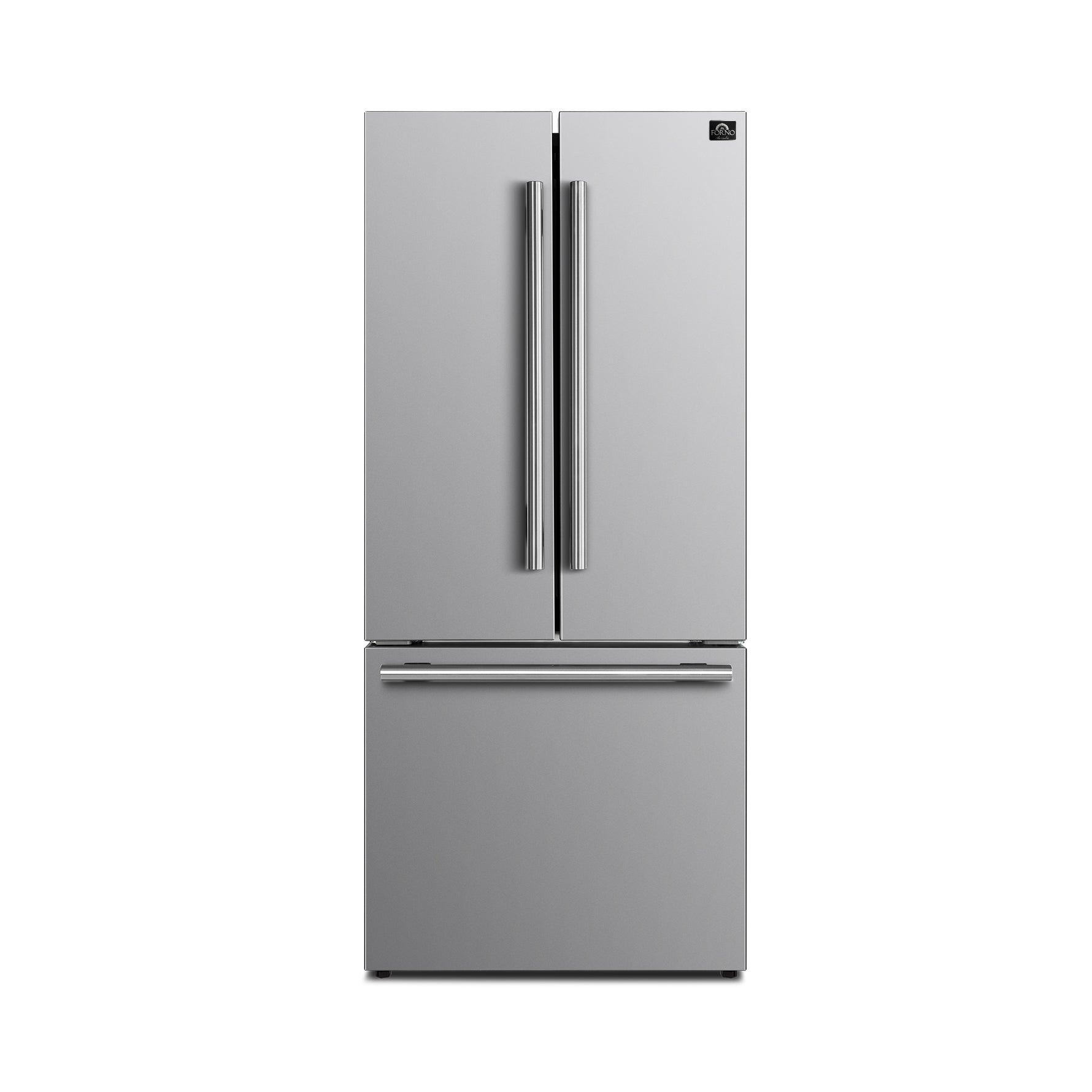 Forno Gallipoli 30-Inch French Door Refrigerator with Bottom Freezer, 17.5 cu.ft Capacity, Stainless Steel, No Frost Technology, Built-In Ice Maker, Energy Efficient - BonPrix Électroménagers