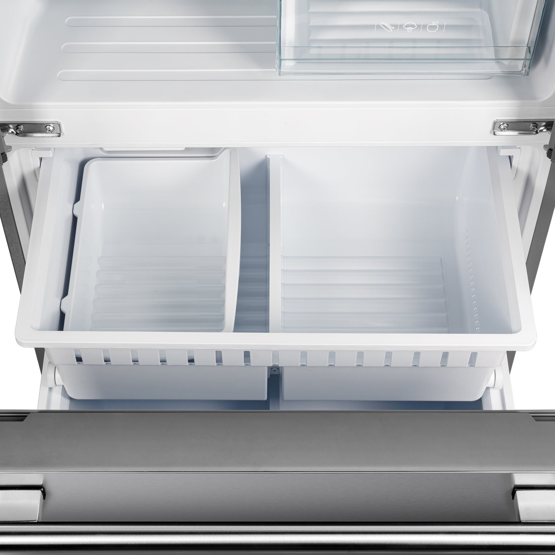 Forno Gallipoli 30-Inch French Door Refrigerator, 17.5 cu.ft Capacity, Decorative Grill, 34-Inch Width, Stainless Steel, No Frost Technology, Energy Efficient - BonPrix Électroménagers