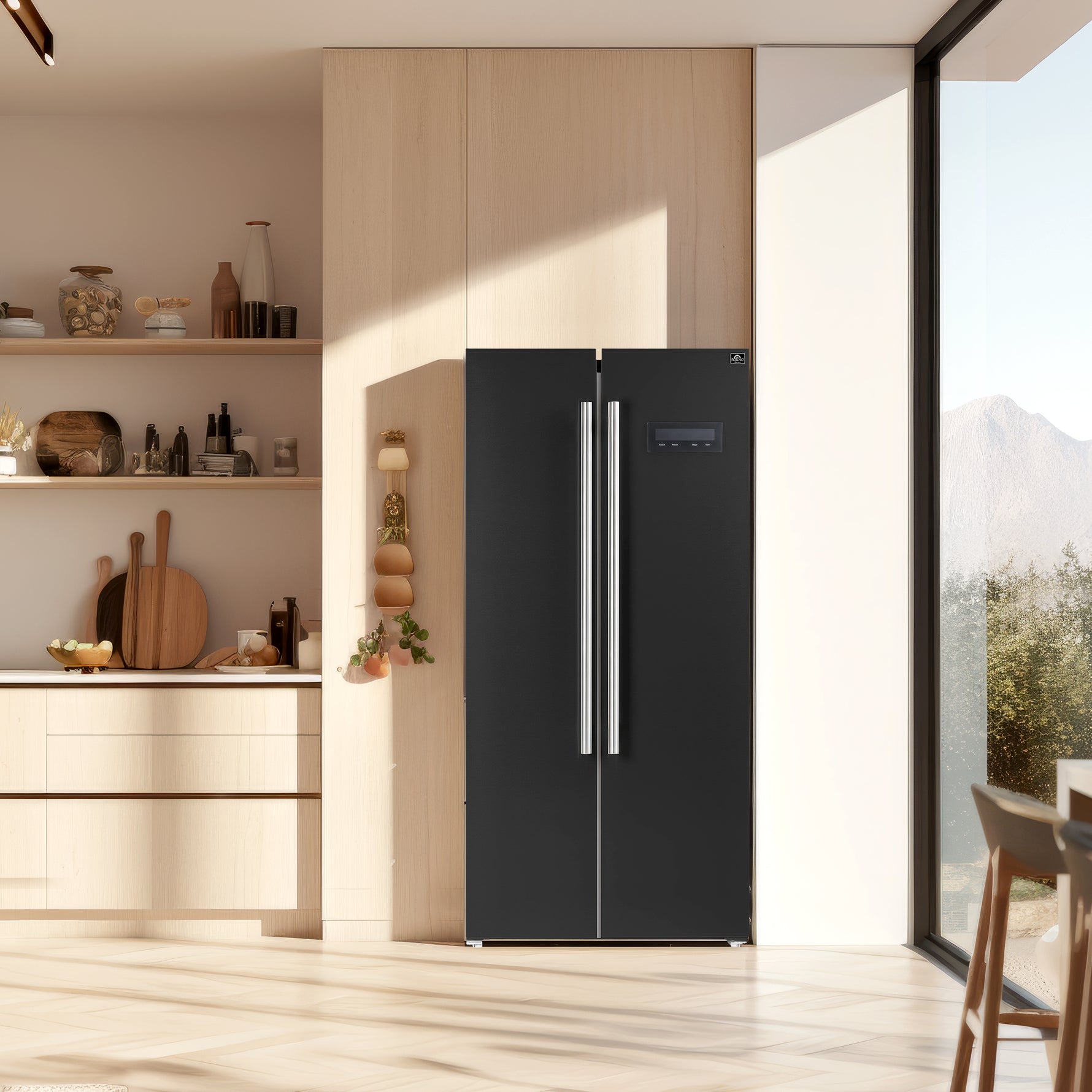 Forno Salerno Espresso 33-Inch Black Side-by-Side Refrigerator, 15.6 Cu. Ft., Energy-Efficient, No Frost, Modern Design - BonPrix Électroménagers
