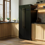Forno Salerno Espresso 33-Inch Black Side-by-Side Refrigerator, 15.6 Cu. Ft., Energy-Efficient, No Frost, Modern Design - BonPrix Électroménagers