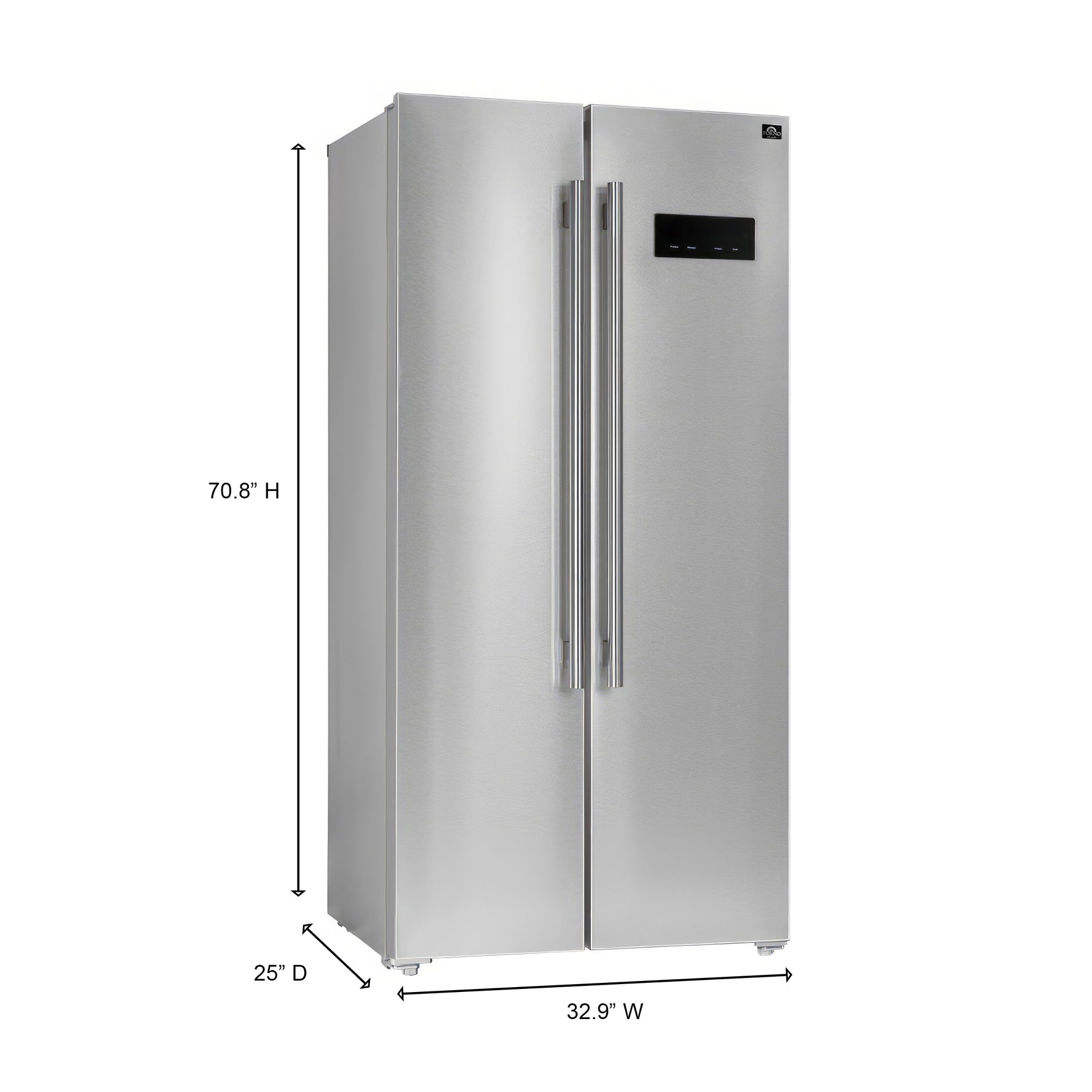 Forno Salerno 33-Inch Side-by-Side Stainless Steel Refrigerator, 15.6 cu.ft, ENERGY STAR Certified - BonPrix Électroménagers